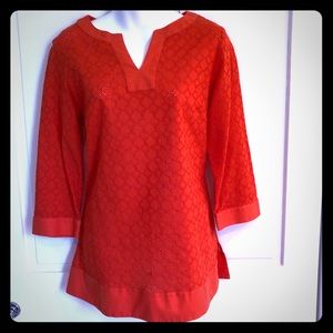 Cool Cotton Eyelet Tunic Brooks Bros Coral S / M
